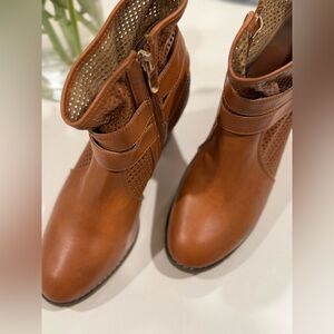 Machi Tan Ankle Boots with Buckle Detail